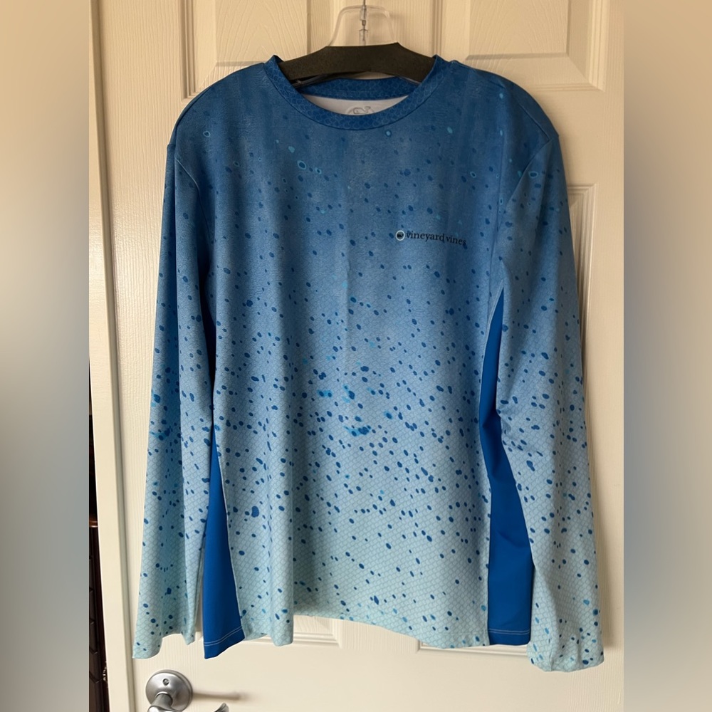 vineyard vines performance long sleeve blue - small